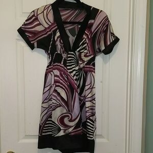 Body Central purple black print dress Sz S